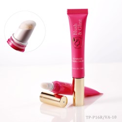 No-drip airless cosmetic tube with flocked doe-foot